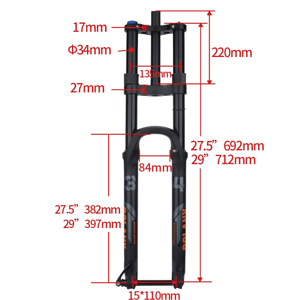 MTB  Fork Double Shoulder Rebound Adjustment  Mountain Bike Air Fork 27.5/29 Inch DH  XC AM Bicycle Suspension Front Fork