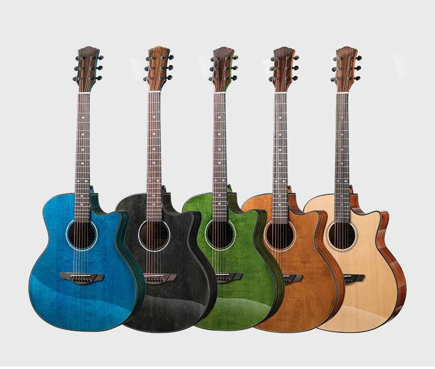
Wholesale Good Quality 41 Inch Glossy Wood Spruce Acoustic Guitars Solid Top Guitar 