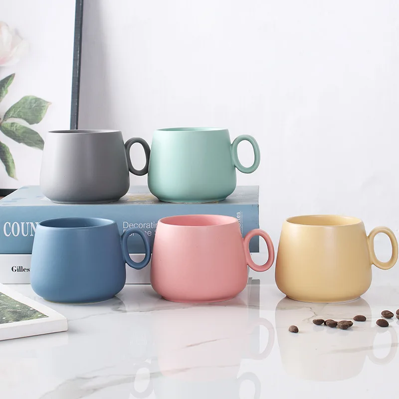 9.5oz Custom Wholesale Custom Ceramic Mug With Handle Simple Design Matt Color