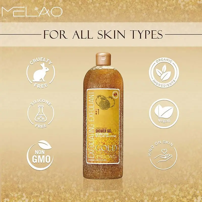 Custom Manufacture MELAO Repair moisturizing exfoliator Thick Full Biotin Collagen 24K Gold Bath Shower Gel Custom Manufacture