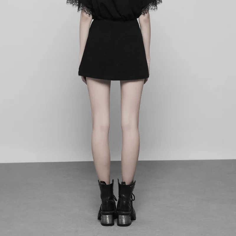 
OPQ-356 PUNK RAVE Black Casual Skirt Denim Skirt PUNK STYLE Trumpet / Mermaid Handsome a Line Lace Women Adults Mini Plus Size 