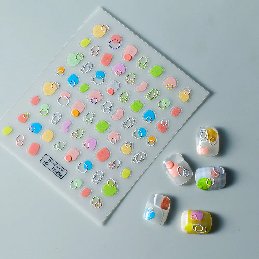 2023 Custom Logo Colorful Line 5d Nail Art Glue Stickers Designer Brands For Decoration