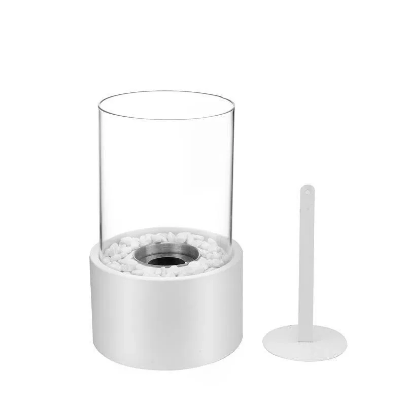 Glass table alcohol fireplace lamp indoor and outdoor true fire stainless steel round bar atmosphere lamp small convenient type