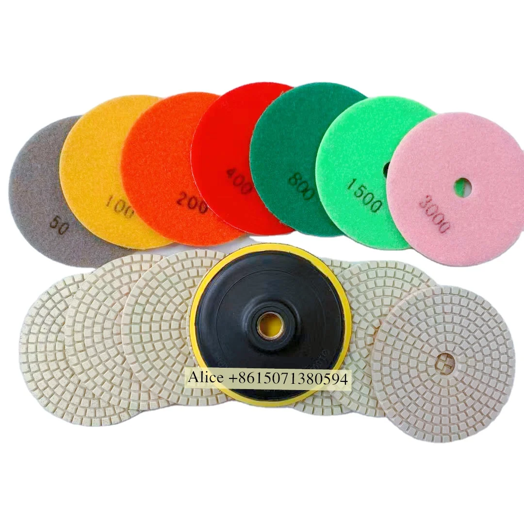 100 mm  7 step wet  Resin Bonded Flexible Hand Diamond Polishing Pad For Stone Marble Quartz Stone Wet Grinding marble polish