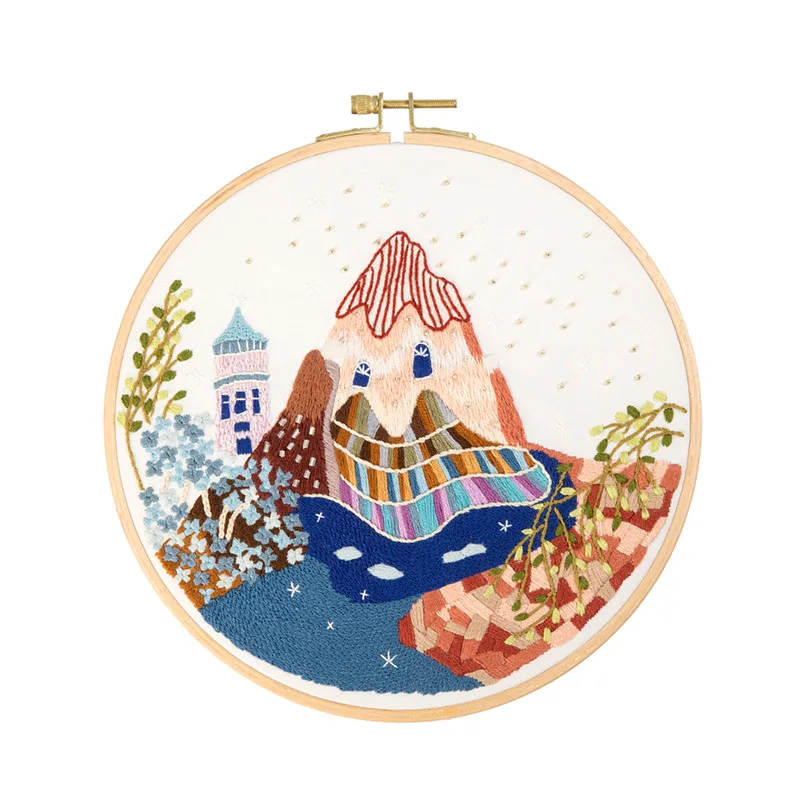 Dropshipping Textile Sewing Art Embroidery Hoop Frame Home Decor Handmade Landscape Embroidery Diy Kit