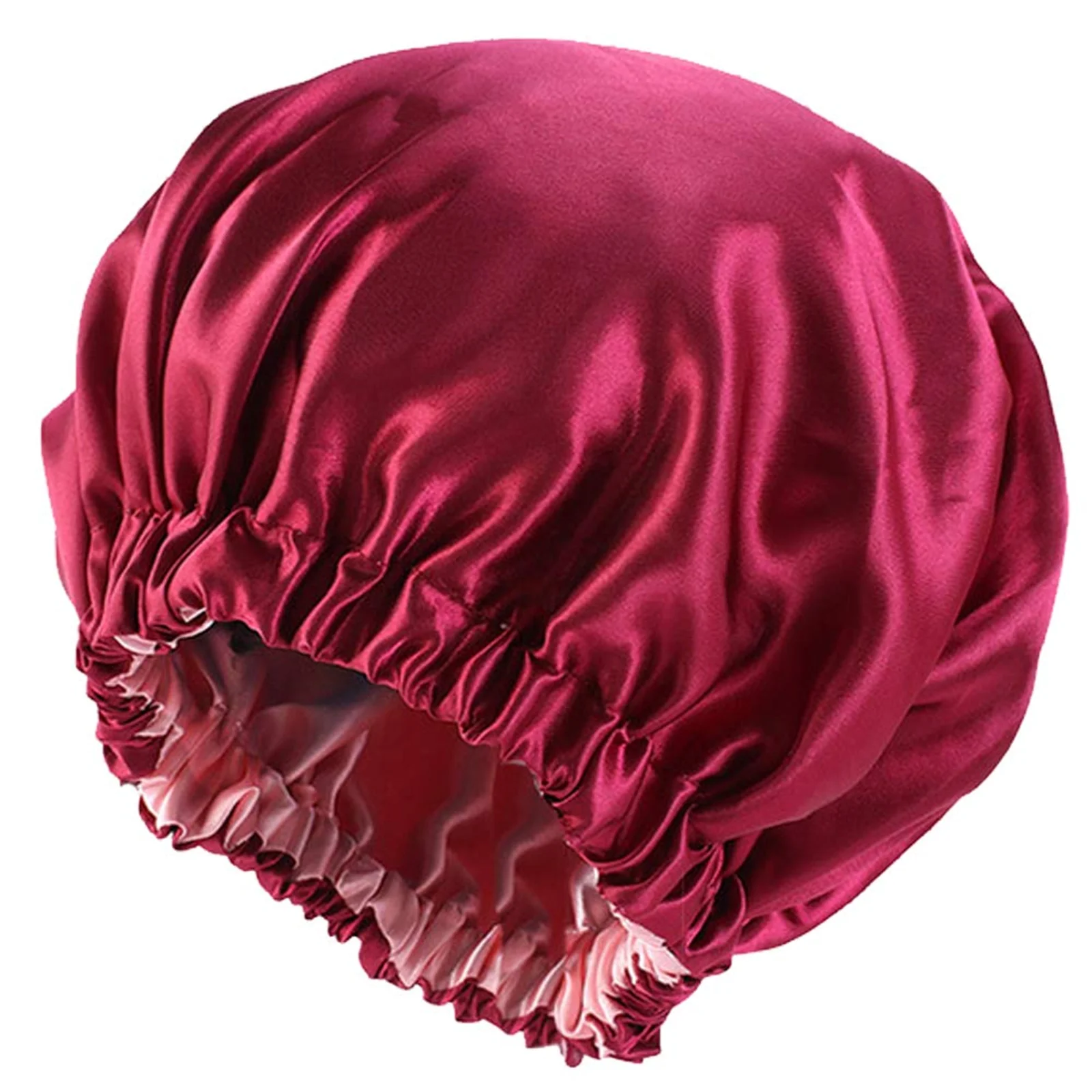 Custom Adjustable Fashion Double Layer Satin Silk Large Designer Women Shower Cap Sleeping Hair Cap Bonnets Hats with Logo