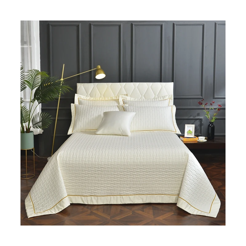 Ultra Soft Microfiber Quilted Bedspread  Summer Quilt Pillow shams Lightweight Solid Color