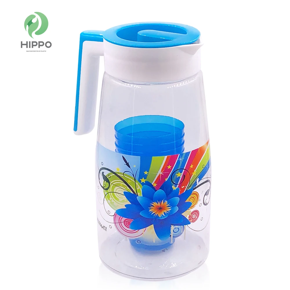 Popular 2.6L plastic water pitcher with cups