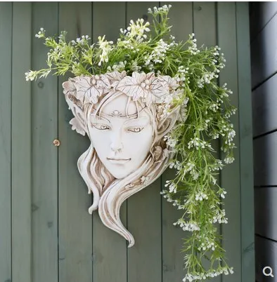 
 Hanging angel Planter of Shallow for Indoor Outdoor Plants, Modern Plant Pot Geometric Porcelain Hanging Basket  