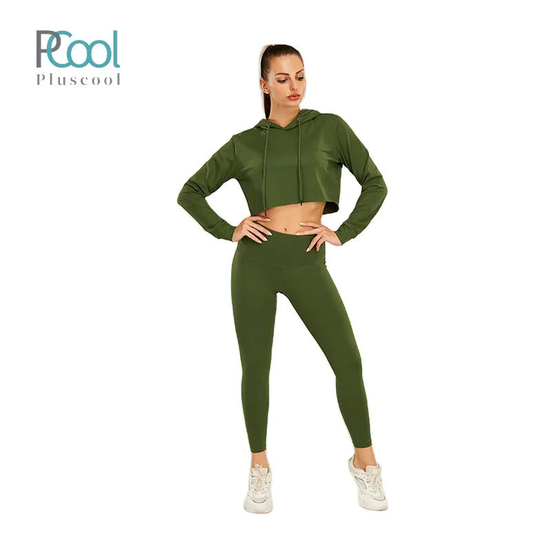 Оптовая продажа, дешевая заводская цена, Женский пуловер армейского зеленого цвета, укороченный топ, толстовки, свитшоты, укороченная Толстовка для женщин