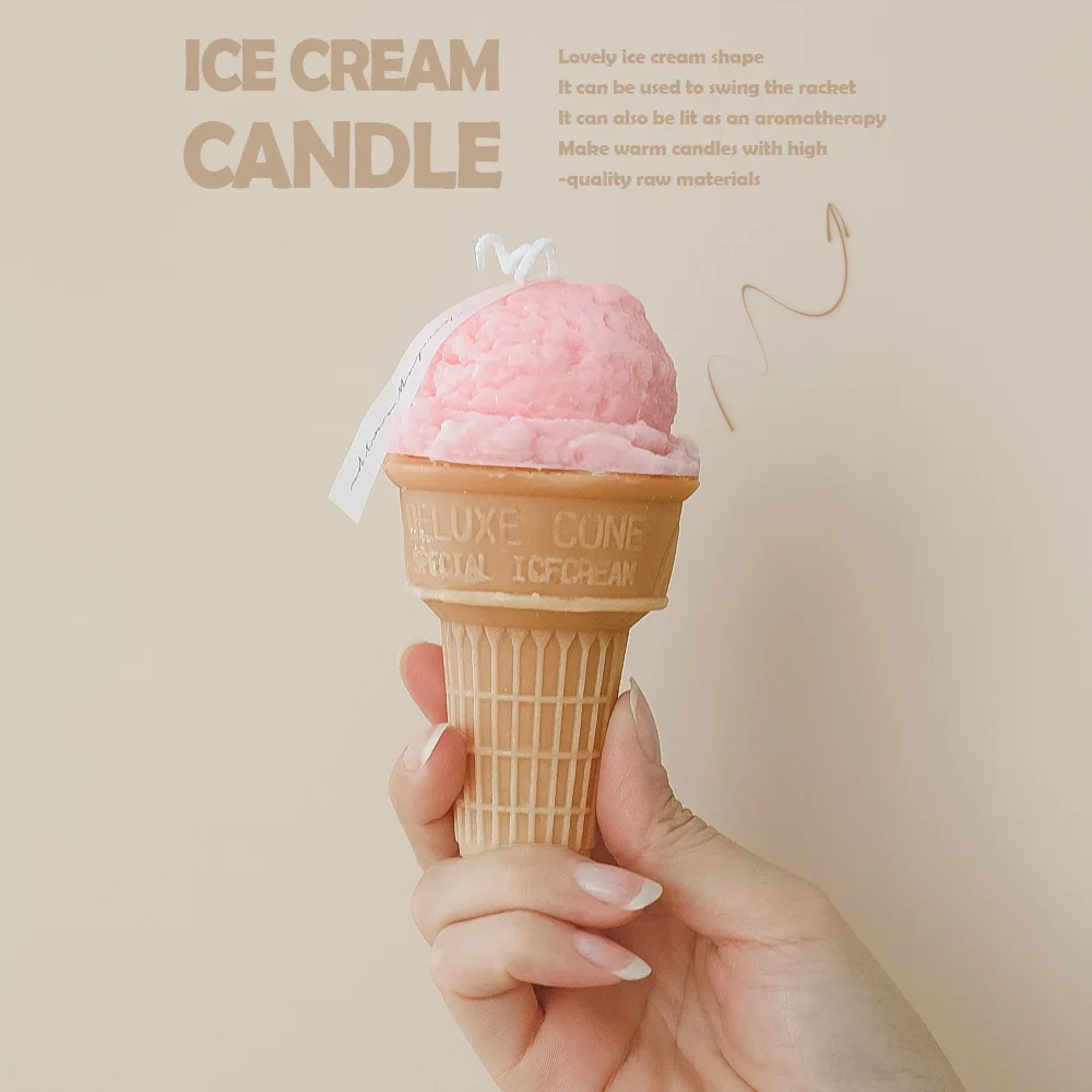AHMH Ins Style Novelty Gifts Party Novelties Soy Wax Candles Ice Cream Cone Aromatherapy Decoration Handmade Gift Scented Candle