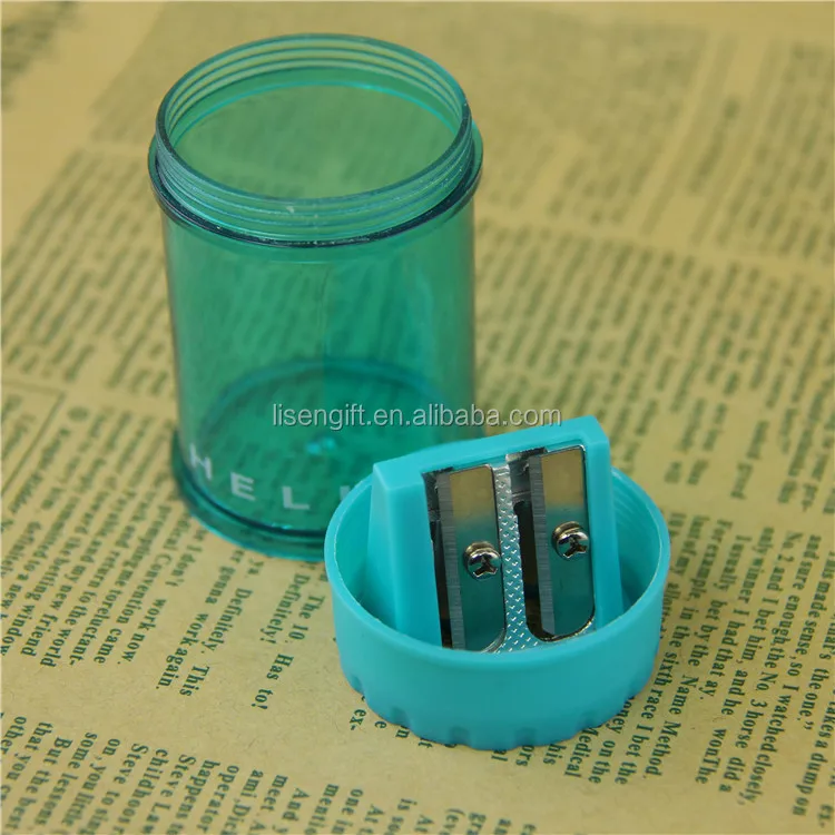 wholesale transparent plastic double hole funny pencil sharpener with custom logo