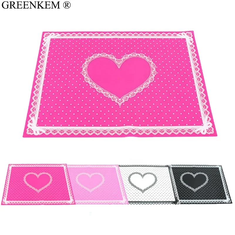 5 Colors Nail Silicone Table Mat Pad Heart Shape Foldable Washable Mat Nail Polish Remover Pad
