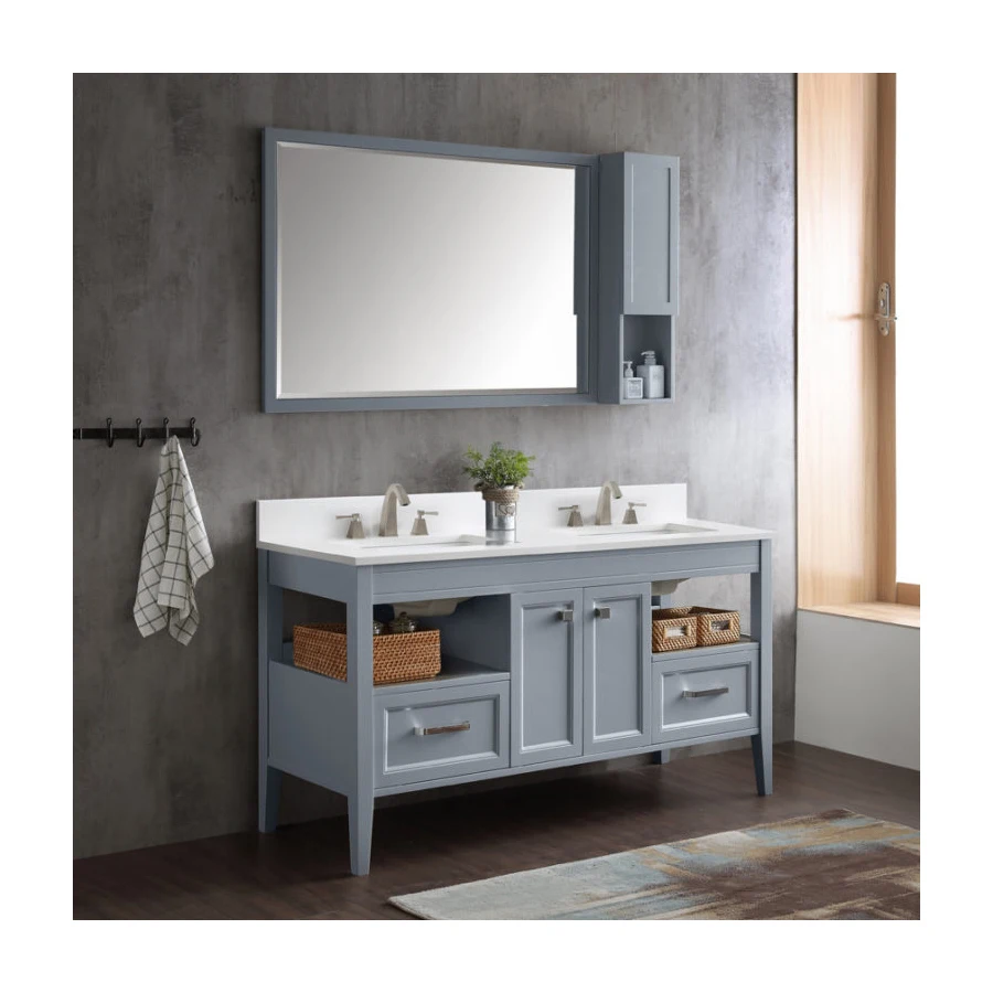 Bathroom Cabinet American European Style Wooden Plywood Solid Wood Aluminum Bathroom Cabinet Luxury Solid Wood Bathroom Cabinet