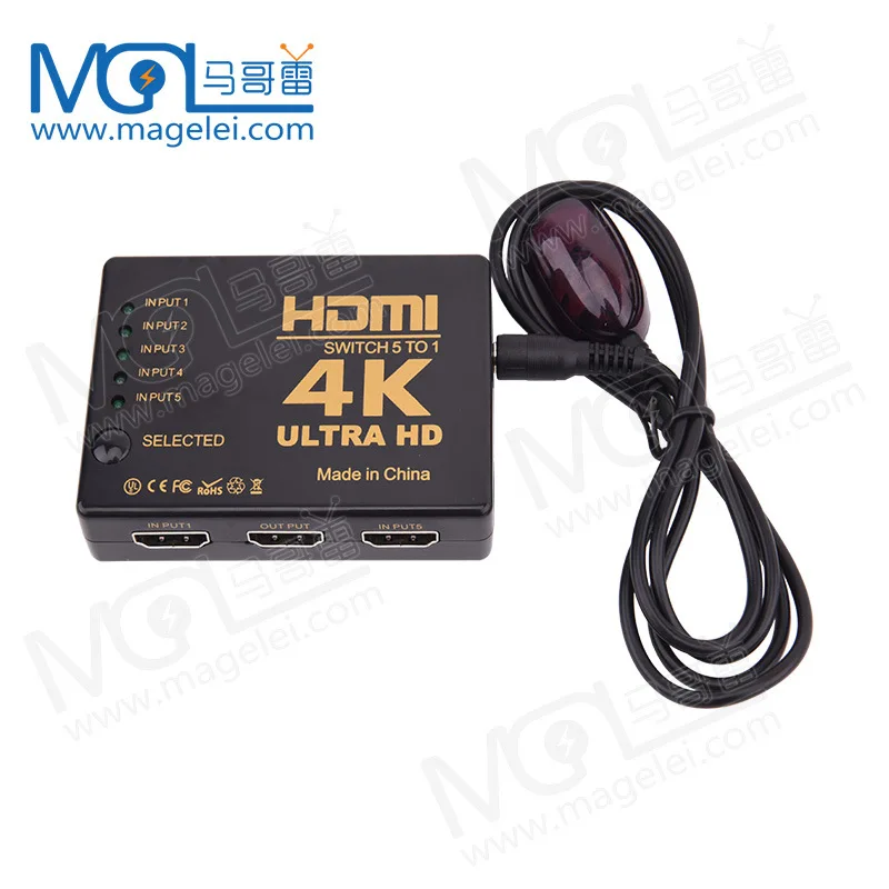Прямая продажа с фабрики HDMI 4K 2K 3D 2160P 60 Гц видео переключатель 5 каналов 5X1 для HDTV PS3 PS4 DVD ИК-пультом дистанционного