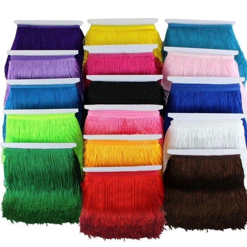 20CM POLYESTER FRINGE Satin Polyester Dance Skirt Dress 7.9in Tassel lace Fringe Trimmings Colorful for Garments
