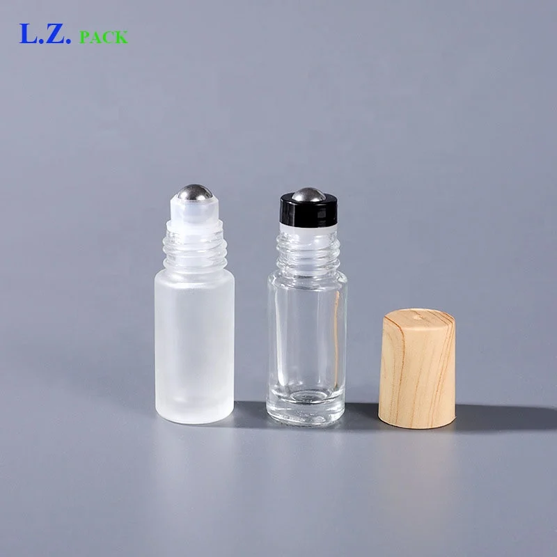 LZ Pack Low MOQ 100pcs 5ml 10ml Frosted Eye Roller Bottle Custom Private Label Glass Essential Perfume Oil Roller Bottle