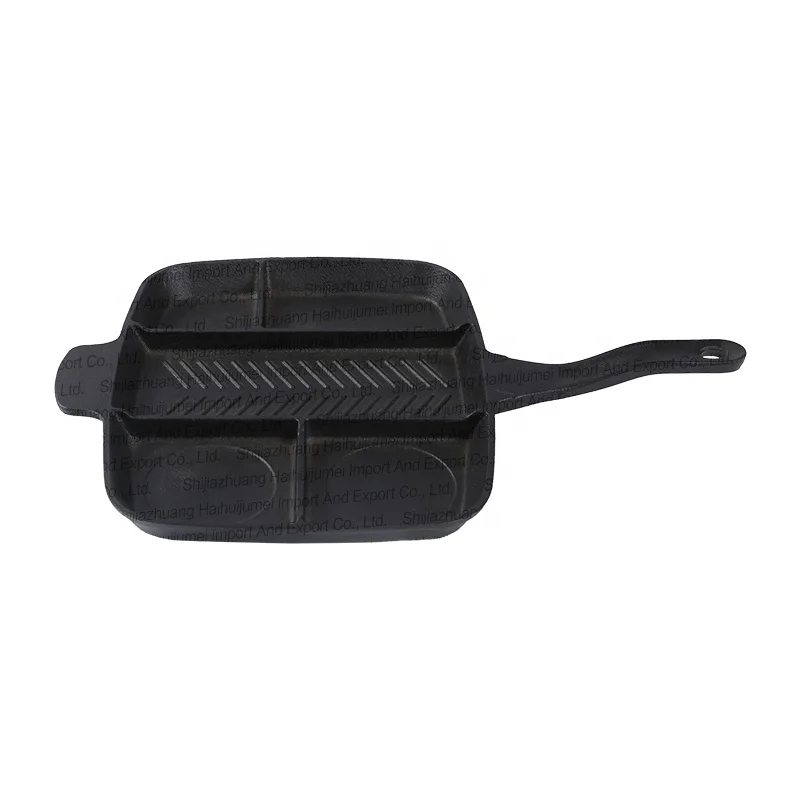 Cast Iron Non Stick Cookware Grill Pan Pre Seasoned Griddle Plate 5 Grid Frying Pan