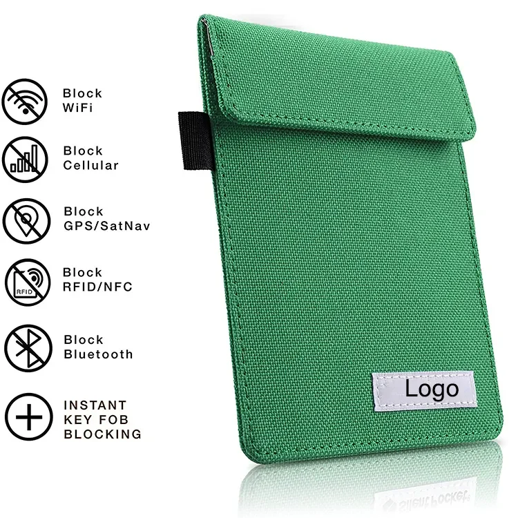 Nylon fabric wifi/gsm/lte/nfc/rf Signal Blocking Faraday Key Fob Case wallet card holder Faraday Bag For mobile Phone.