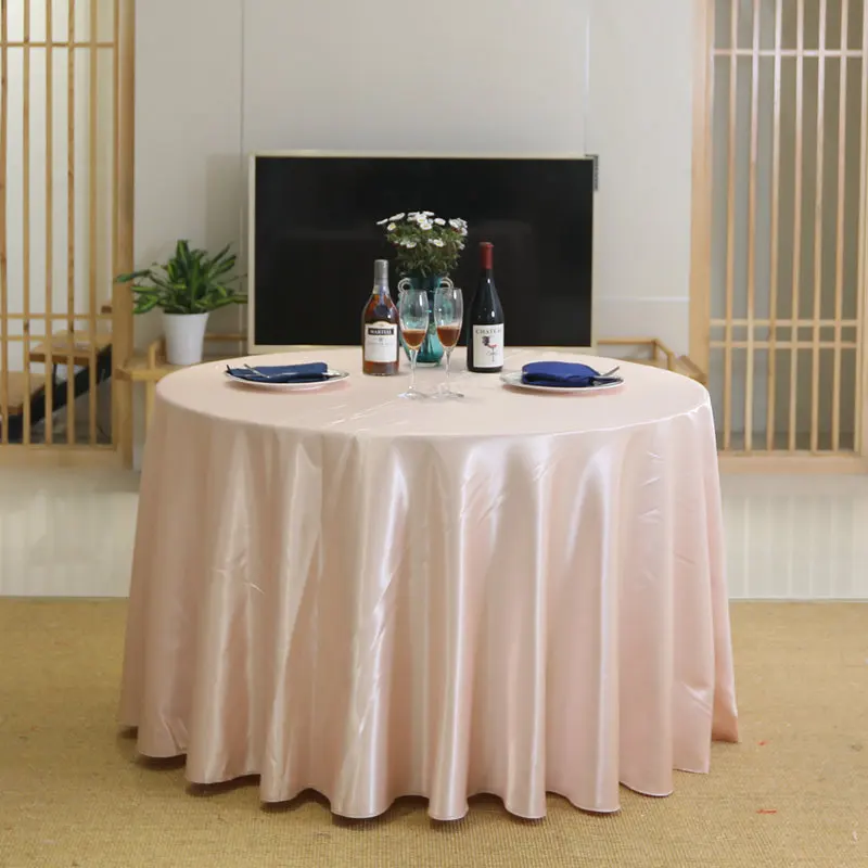 120 Inches Round Rose Gold Overlay Round Satin Bright Silk Smooth Fabric Decor for Banquet Decoration Table Cloth Wedding
