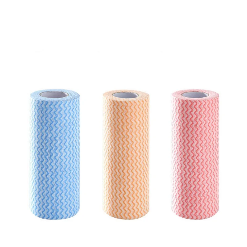 Customized Rolled Disposable Rag Multi-functional Dishwashing Cloth Household Kitchen Cleaning Cloth Non-woven Lazy Rag