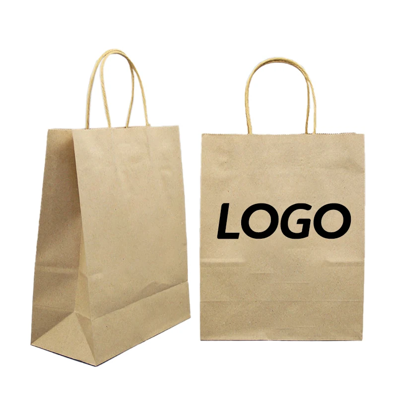 Wholesale Custom Logo brown Kraft Paper Bags Reusable Kraft Packaging Bag With Handles High Quality Paper Bags