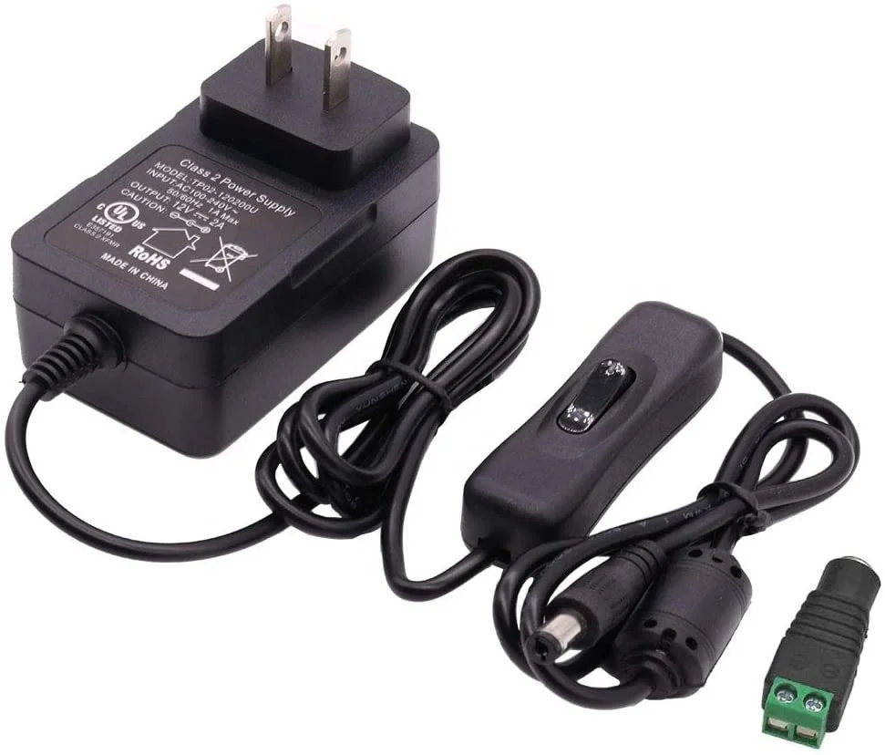 12V 2A 24W AC/DC Switching Power Supply Adapter 12Volt 2Amp Wall Wart Transformer Charger for DC12V CCTV Camera LED Strip Light