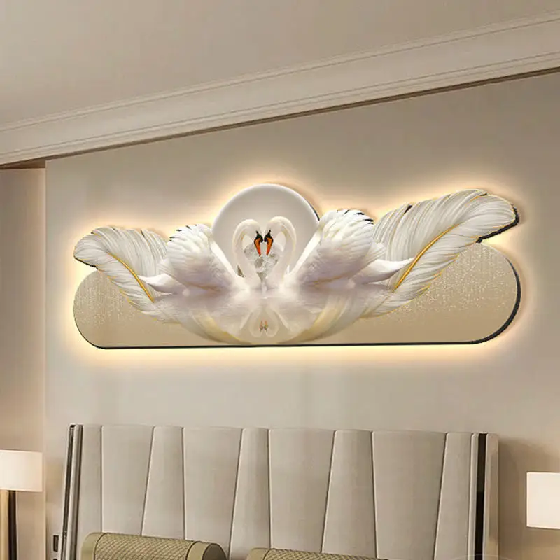 Factory wholesale feather planet engraving decoration Led lights Home decoration hanging picture wall painting laser engraving