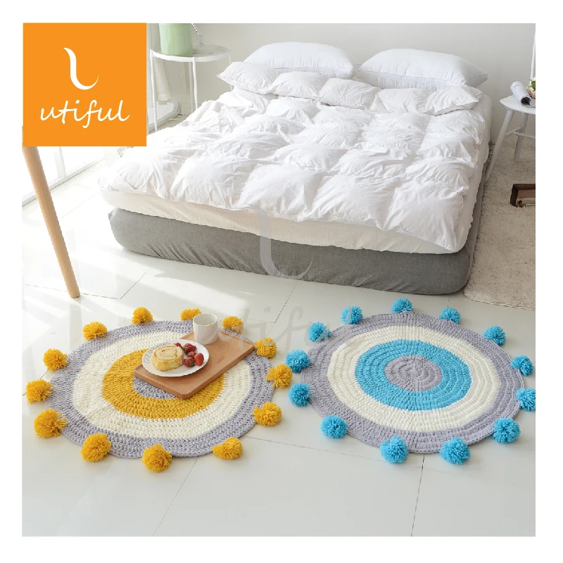 
New Developed Acrylic Round Handmade Knitted Cushion Cover For Sitting 