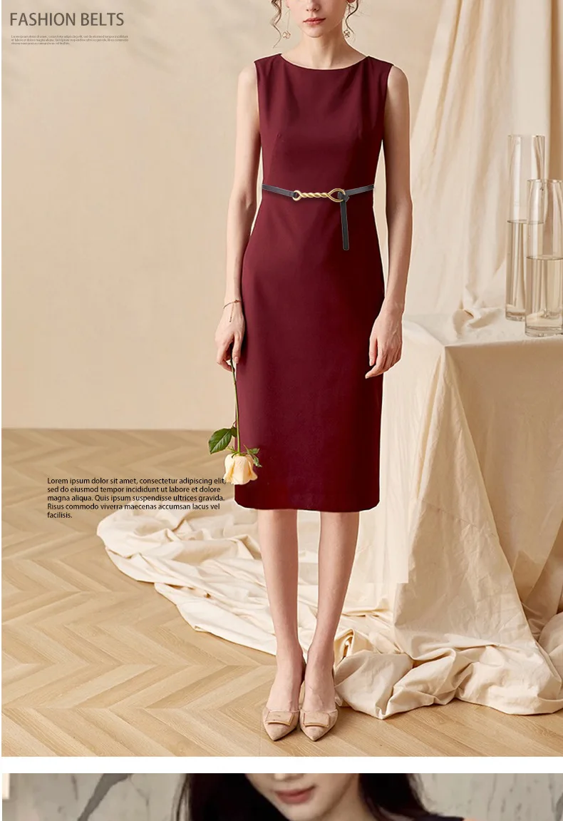 Knot Decorative Suit Thin Belt Summer Cowhide Ladies With Skirt Fashion Versatile Waist Seal Leather Small Belt