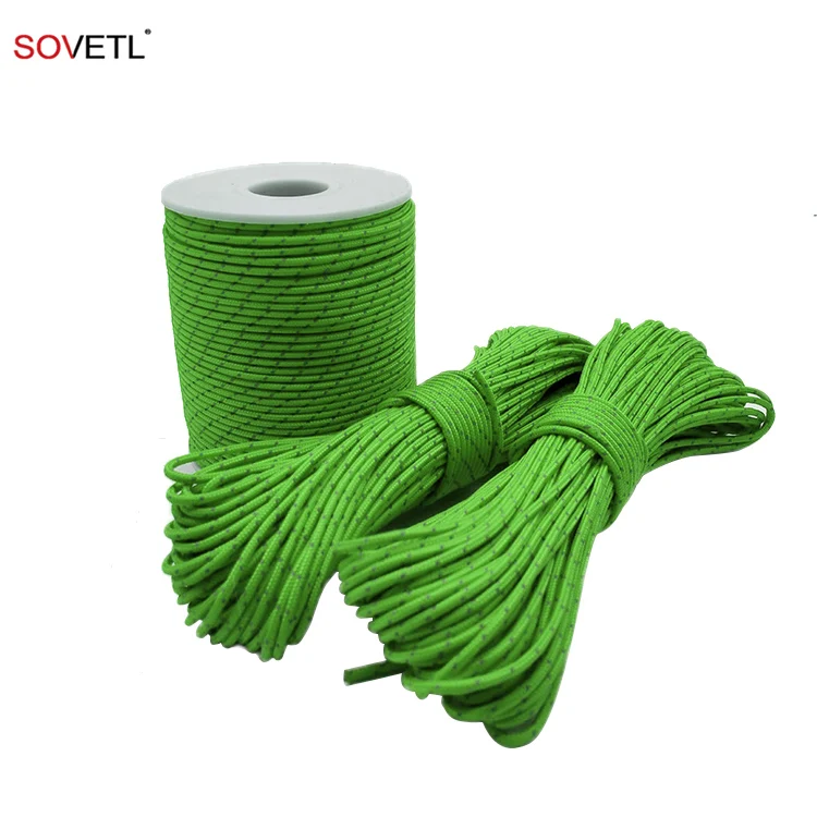 2mm 2.5mm 3mm 4mm Nylon Reflective Rope High Strength Cord Durable Colorful Braided Nylon Rope for tent Safety Camping