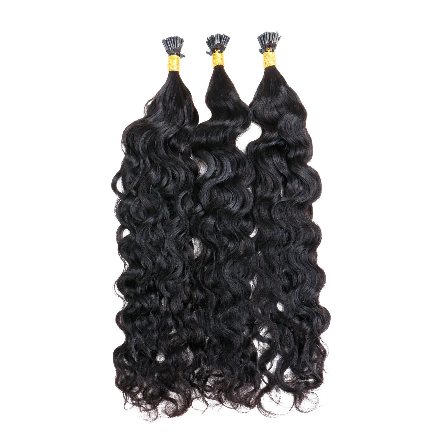 Wholesale High Quality Water Wave Virgin Hair Weave Bundles Pre Bonded Microlinks Keratin Capsule I Tip Human Hair Extensions