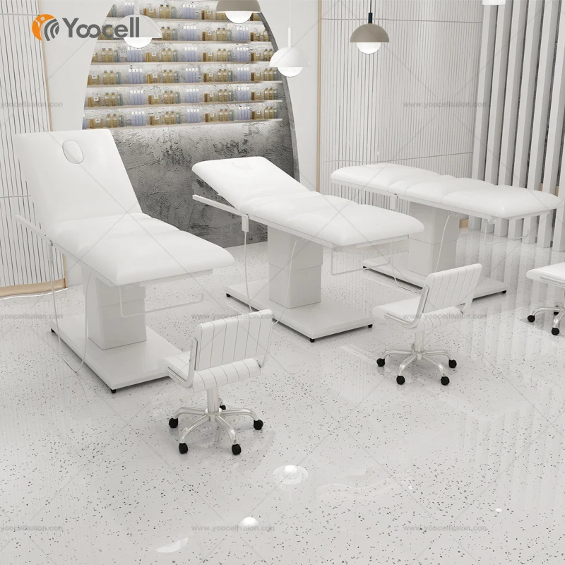  Yoocell Новое поступление белая мягкая кожа 3 мотора удобная массажная кровать для лица волос спа салона