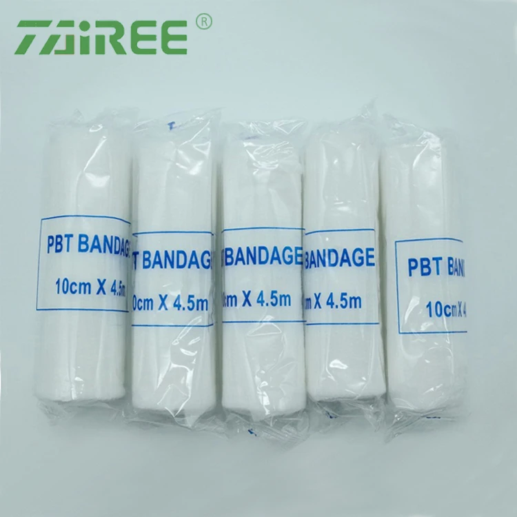 Medical white color polyester PBT elastic bandage elastic gauze bandage