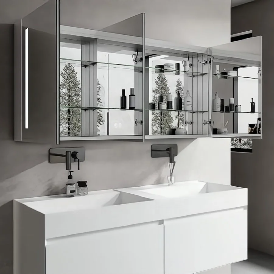 ETL Certified Double Door Led Mirror Cabinet Bathroom Illuminated Led Medicine Cabinet Smart Mirror Cabinet