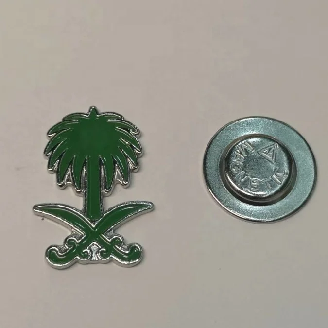 2020 high quality SAUDI ARABIA Enamel Laple Pin Badge Custom Logo Magnetic Lapel Pin Badge