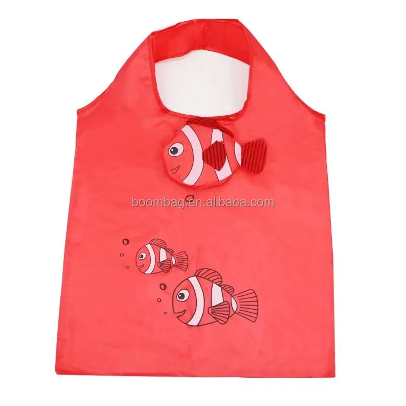 Cute Cartoon Animal Portable Reusable Eco Grocery Nemo Fish Shaped Foldable Shopping Tote Bag