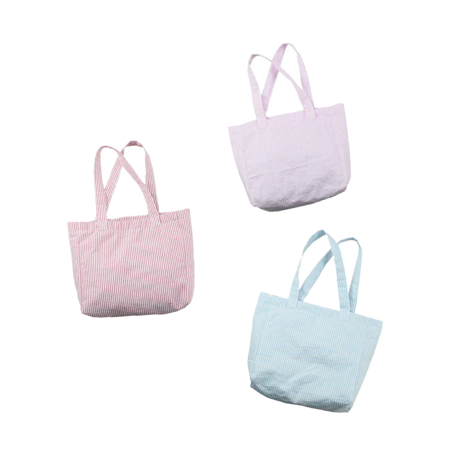 Hot sale seersucker cotton fabric pink shoulder handbags personalized beach cute bag custom new design handbag