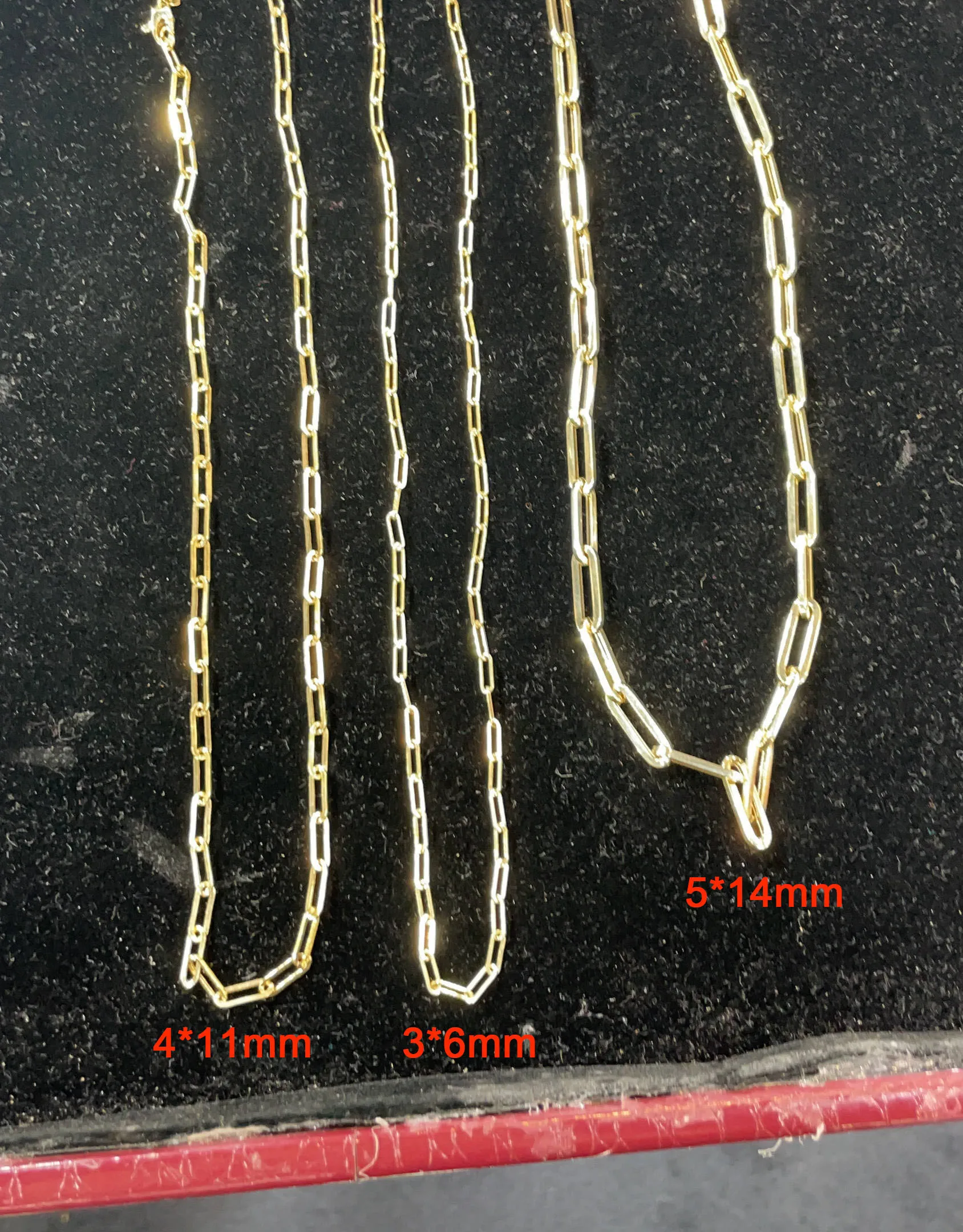 3x6 мм 4x11 5x14 DIY Изготовление ювелирных изделий 18K позолоченные скрепки звено бумажная цепочка для ожерелья браслеты