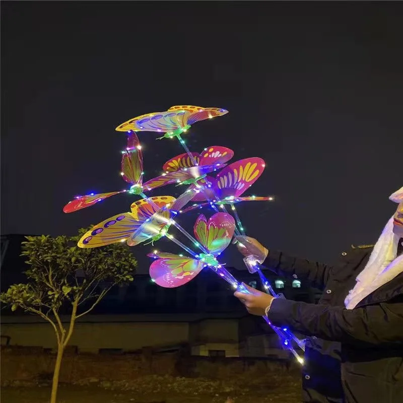 Colorful Flash Handheld Glow Stick Butterfly New Electric Butterfly Luminous Music Wings Can Move Flash Butterfly