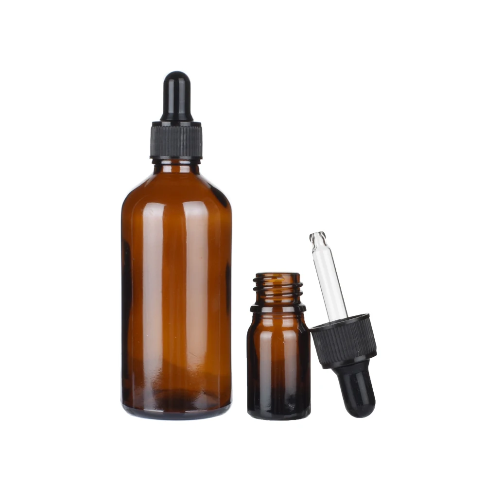 Hair Oil Perfume Essential Oils Dropper Bottles Clear Glass 5ml 10ml 15ml 20ml 30ml 50ml 100ml Amber Black Personal Care 200pcs