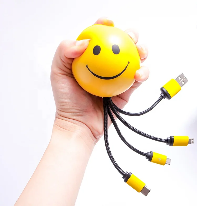Индивидуальное портативное зарядное устройство Usb улыбка антистрессовый шар 5G Micro Type C зарядный