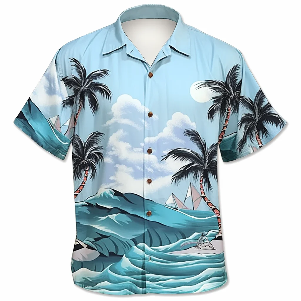 Joyord Custom Shorts Sleeve Beach Shirt Vintage Flower Button Down Shirts sea coconut beauty hawaiian shirts For