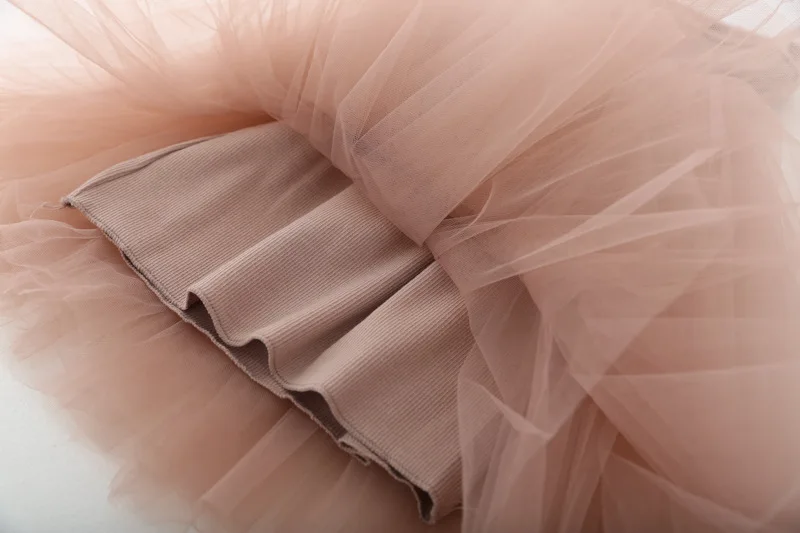 Toddler Baby Girls Tutu Dress Tulle Sundress Ribbed Top Layered Tulle Skirt Spaghetti Strap Dresses M3549