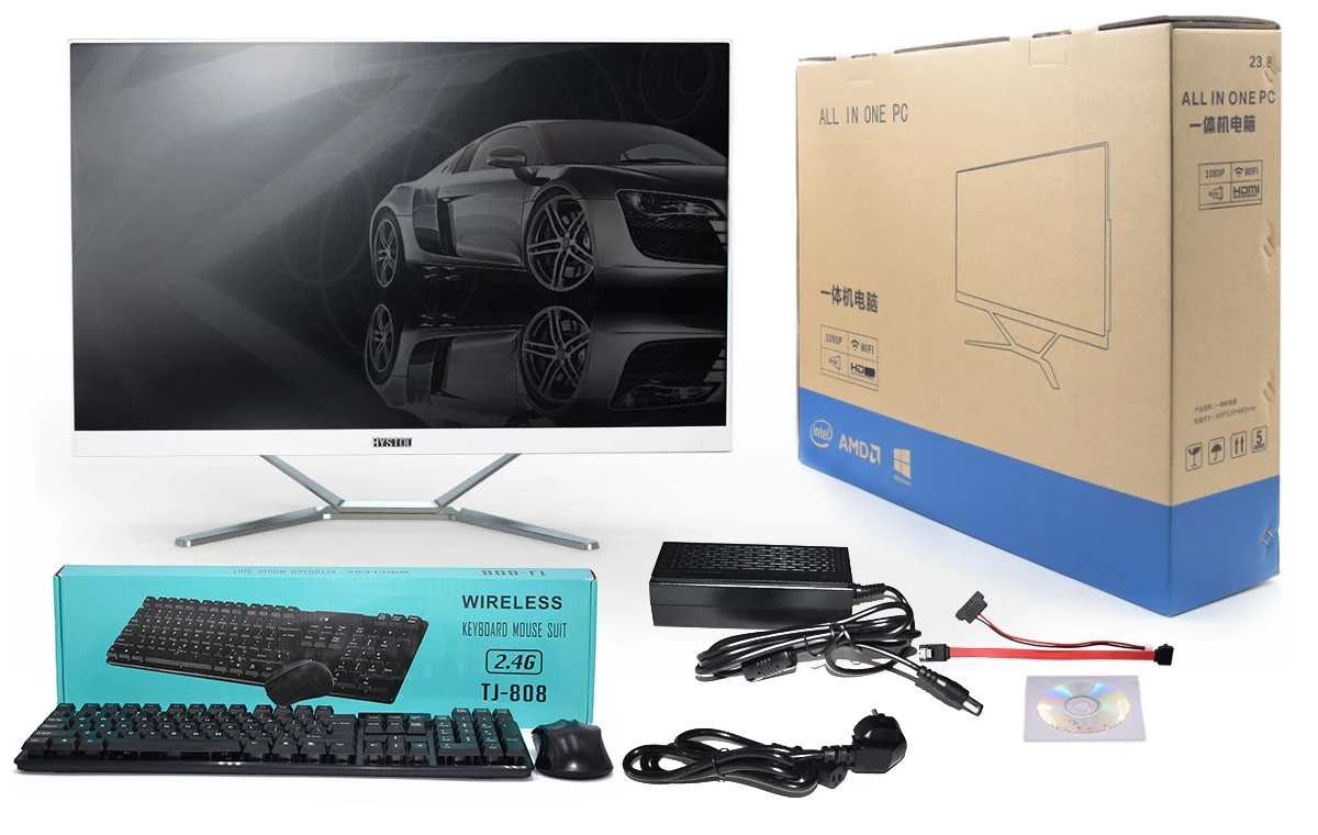  All In One Barebone PC i7 10510U Desktop Computer Cheap 23.8inch 4G 8G RAM 256G SSD Gaming All-in-one