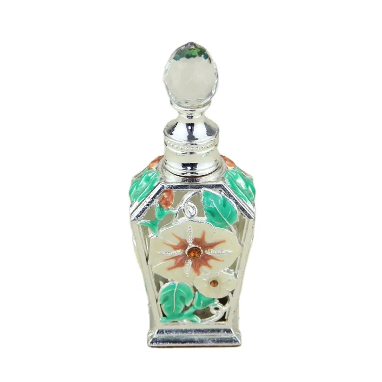 Essential Oil Bottle Wholesale Arabic Style Fancy Design Glass Dropper Metal Screen Printing Personal Care