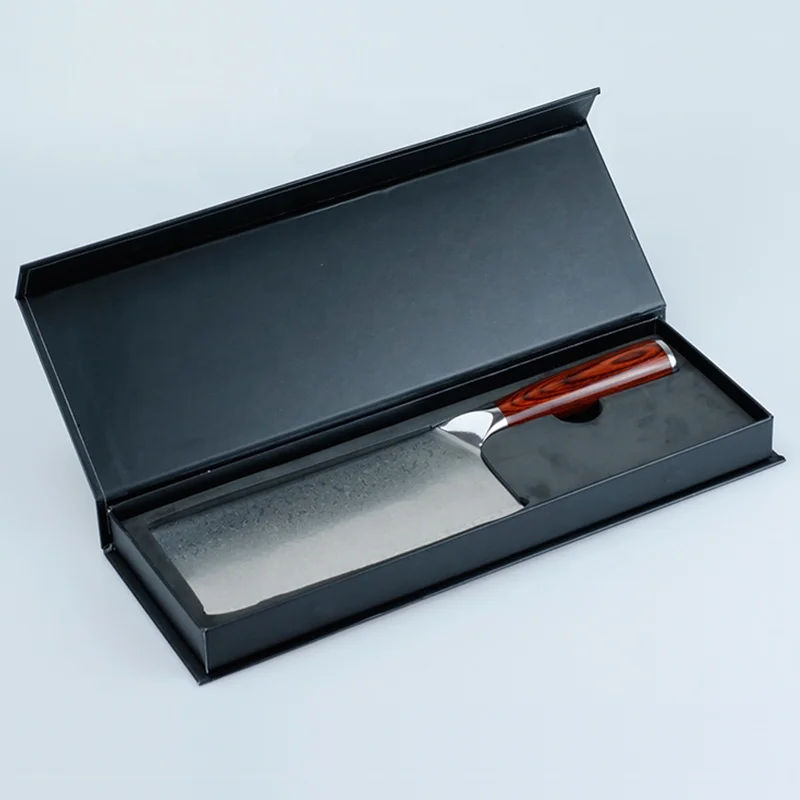 Factory OEM high carbon stainless steel 7 Inch cleaver damaskus messer for With Pakka Wooden Handle.