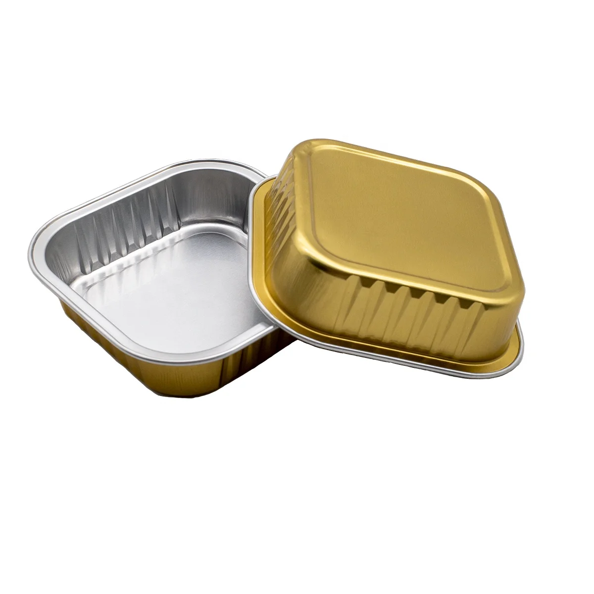 Z125 Square Aluminum Foil Pan 90*90*24 mm Food Grade Tray 125 ml Small Container with Foil Lid for Sauce Honey Food Packaging