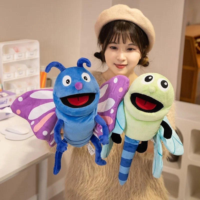 Wholesale Custom 40cm Cartoon Insects Series Plush Hand Puppets Stuffed Animal Soft Cute Bee Ant Ladybird Plush Educational Toy