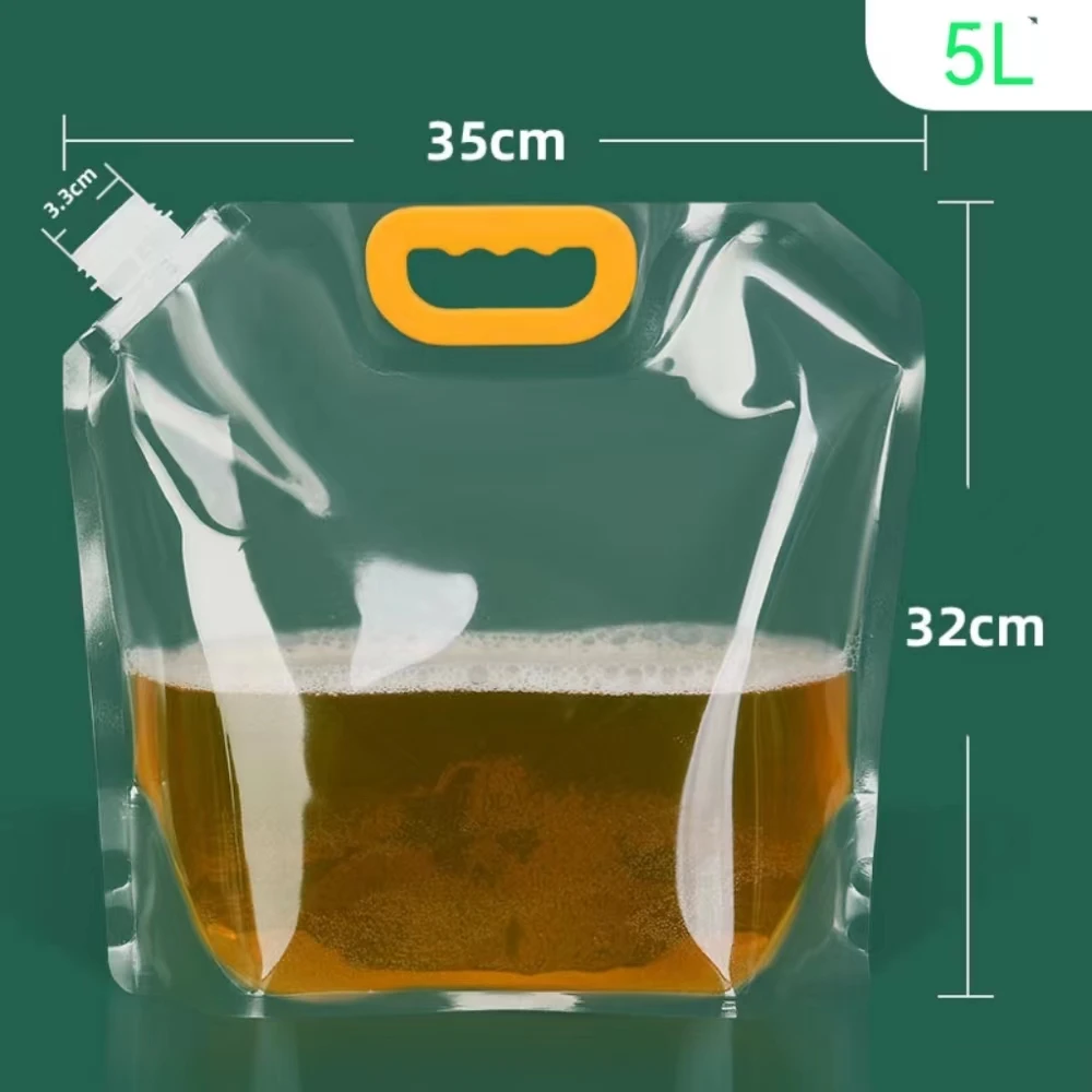 Custom 1.5L Stand Up Beer Spout Pouch With Handle Transparent Reusable Spout Pouch 5 Litre Drink Beer Liquid Packaging Pouches